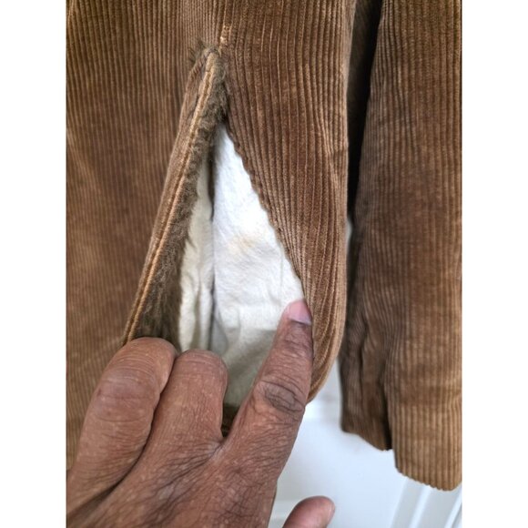 Vintage Pacific Trail Brown Corduroy Coat Faux Fur Collar & Lining Button-Up Men - Picture 5 of 8